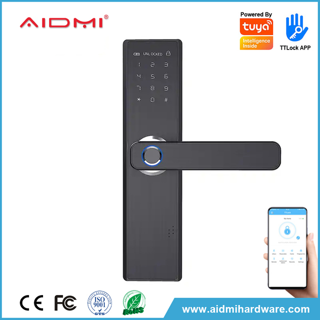 Serrure de porte intelligente serrure de porte numérique empreinte digitale serrure de porte avant intelligente poignée de porte en aluminium ADM-J003