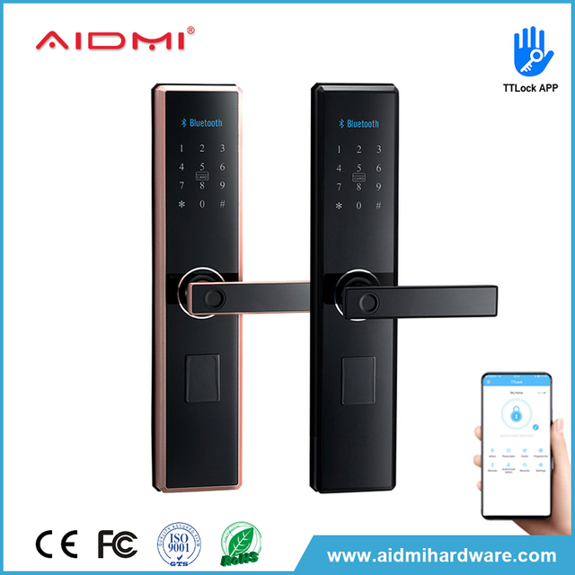 Serrure de porte intelligente à empreintes digitales, serrure de porte avant intelligente, poignée de porte en aluminium ADM-Z006