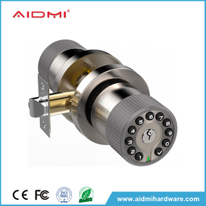 Aidmi Poignée de porte intelligente avec clavier et clé, serrure de porte d'entrée avec poignée en caoutchouc, verrouillage automatique, étanche, facile à installer, chambre à coucher