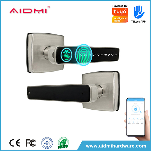 Tuya APP télécommande Mobile intelligent Code d'empreintes digitales serrure à loquet unique intérieure pour porte en bois