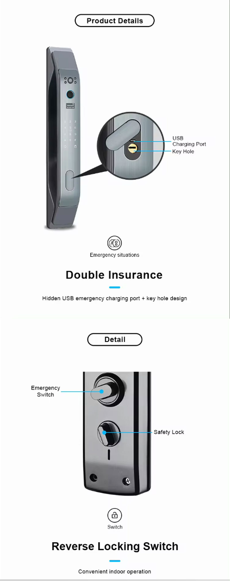 Serrure de porte d'entr&eacute;e sans cl&eacute; avec poign&eacute;e