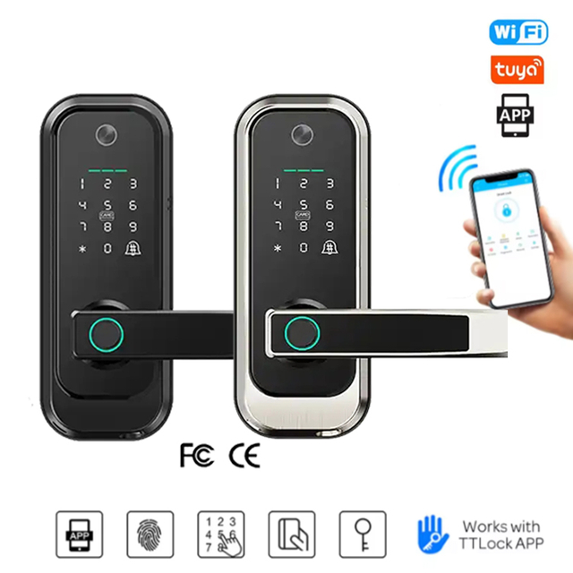 ADM-J001Pro vie intelligente Tuya App Wifi Intelligent numérique serrure de porte intelligente biométrique lecteur d'empreintes digitales mot de passe serrure intelligente